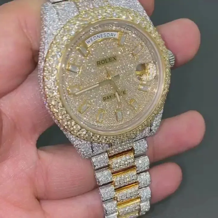Rolex Day-Date Presidential Moissanite Diamond Watch | Iced Out Moissanite Watch W 135