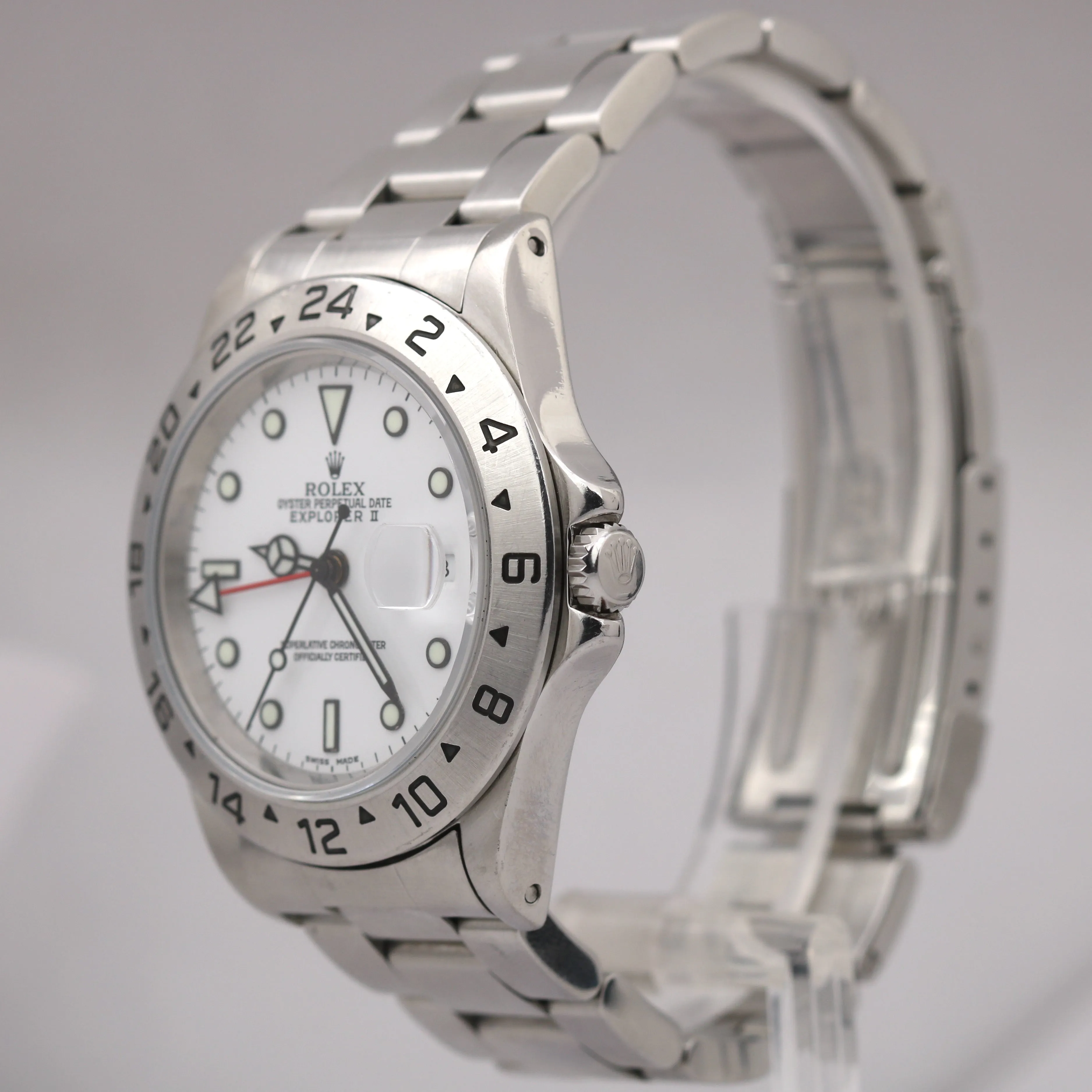 Rolex Explorer II POLAR WHITE Orange Stainless Steel 40mm Date Watch 16570