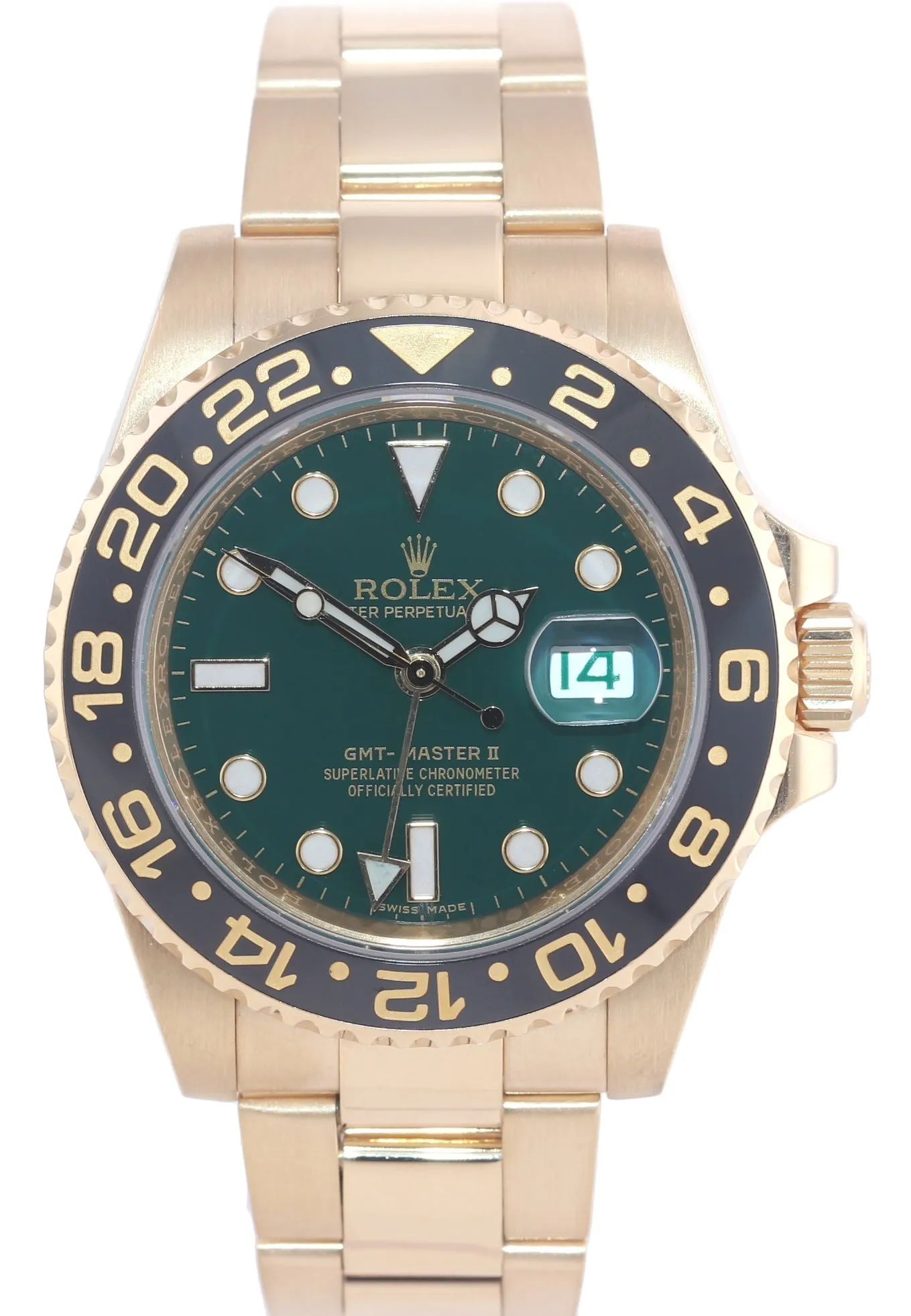 Rolex GMT-Master 2 Ceramic Green Dial 116718 Yellow Gold 40mm Watch Box