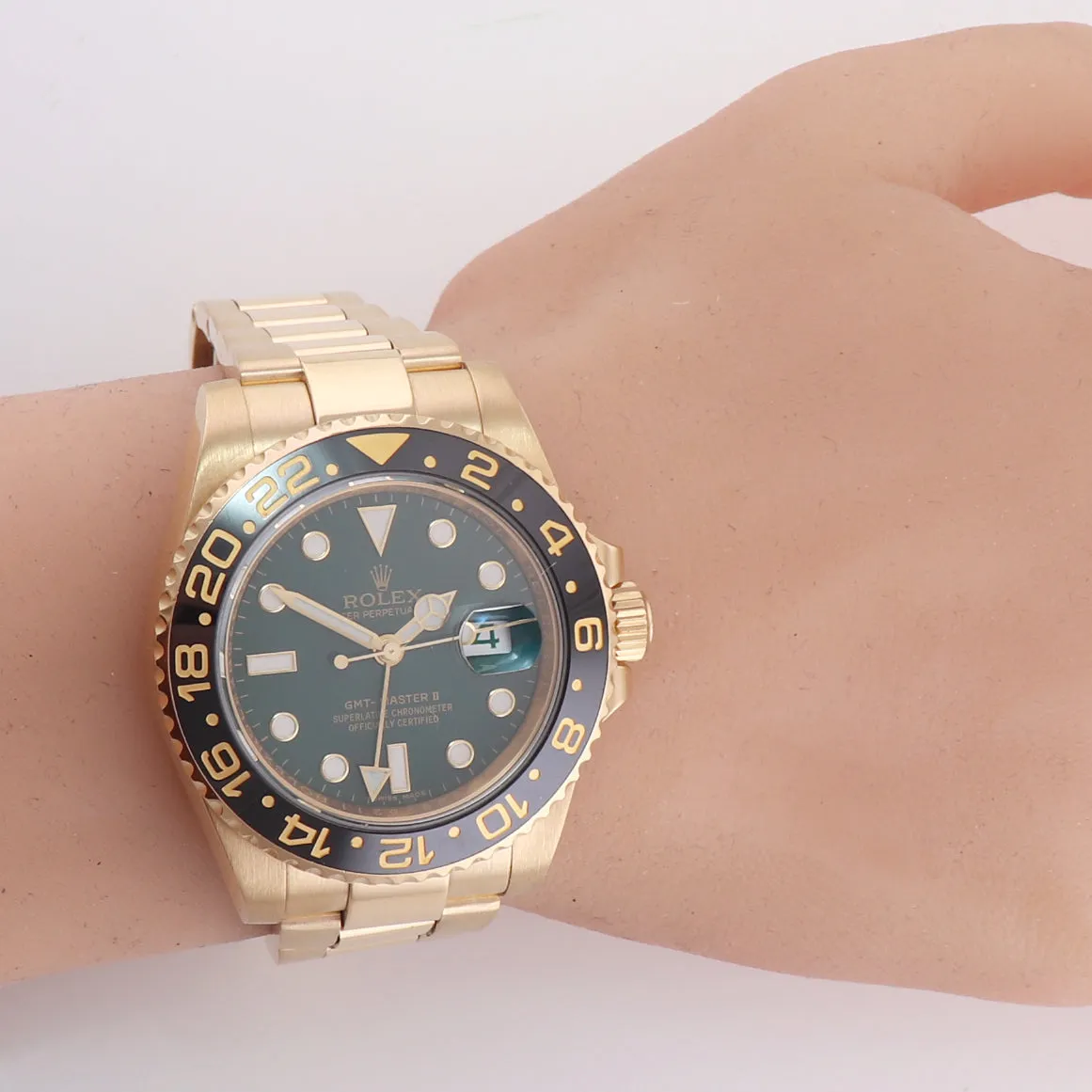 Rolex GMT-Master 2 Ceramic Green Dial 116718 Yellow Gold 40mm Watch Box