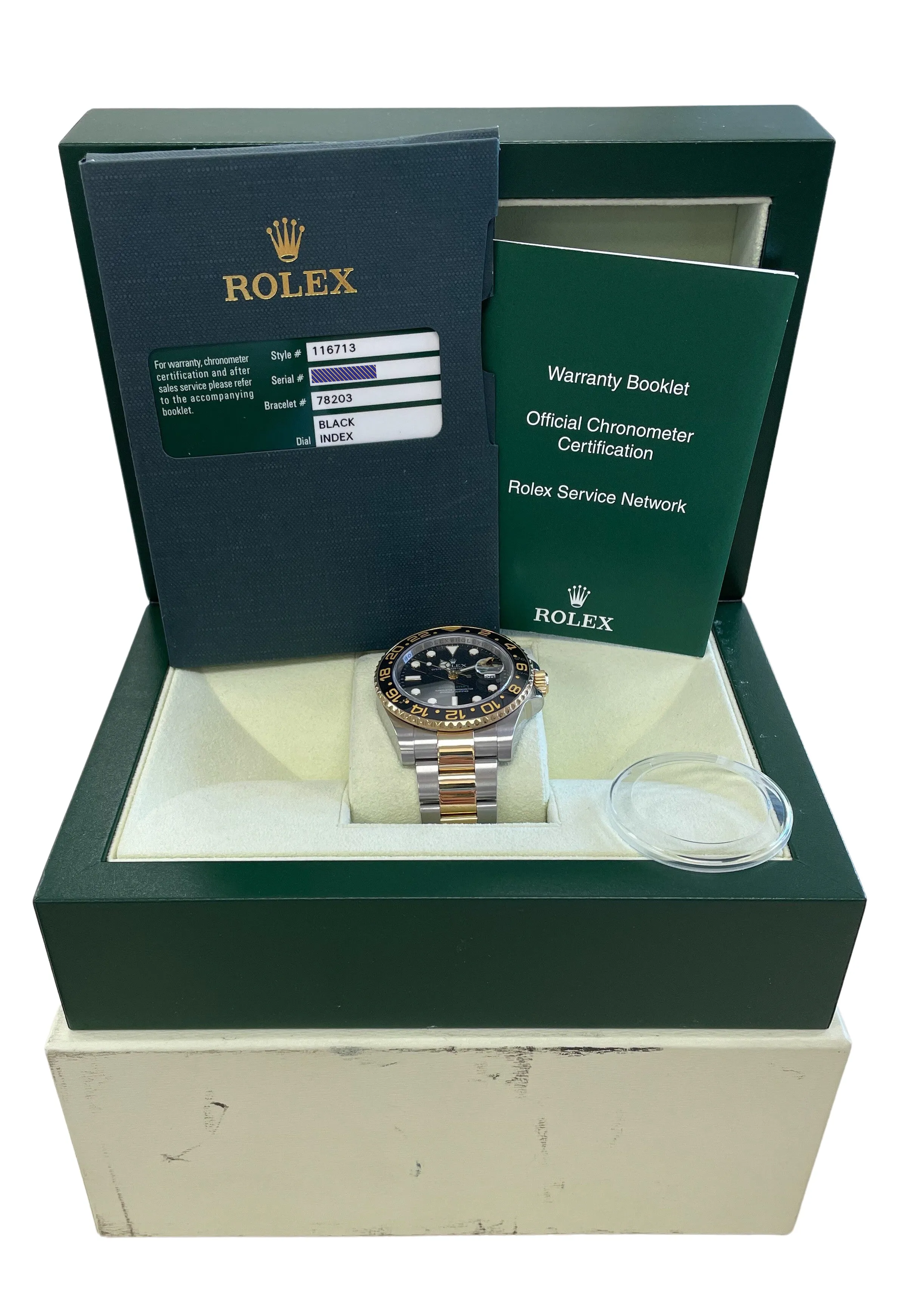 Rolex GMT-Master II Ceramic 116713 Black Two-Tone 18K Stainless PAPERS 40mm B P