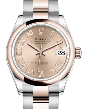 Rolex Lady-Datejust 31 Rose Gold/Steel Rose Roman Dial & Smooth Domed Bezel Oyster Bracelet 278241 - NEW