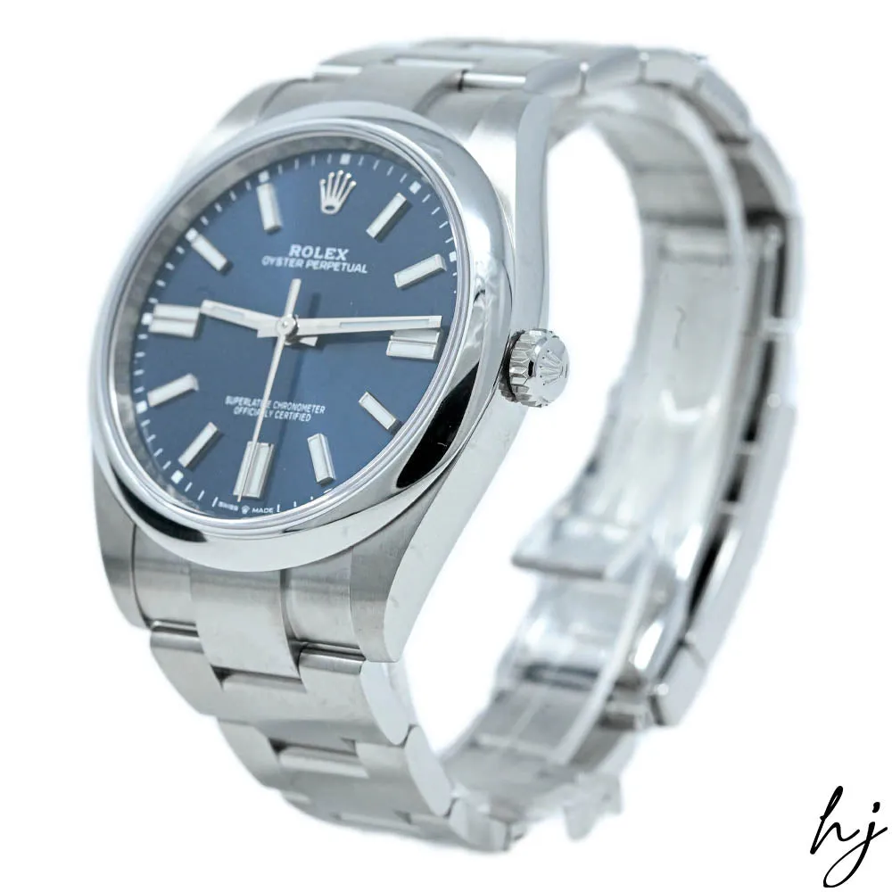 Rolex Men's Oyster Perpetual 41mm Blue Stick Dial Watch #: 124300