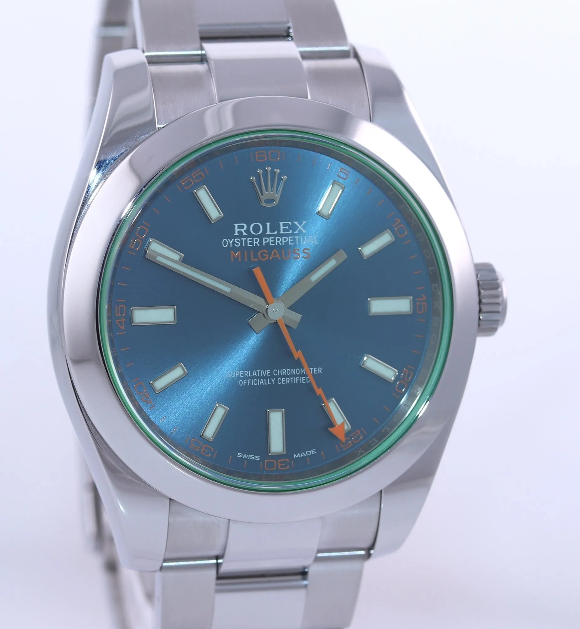 Rolex Milgauss Blue Anniversary Green 116400GV Steel 40mm Watch Box