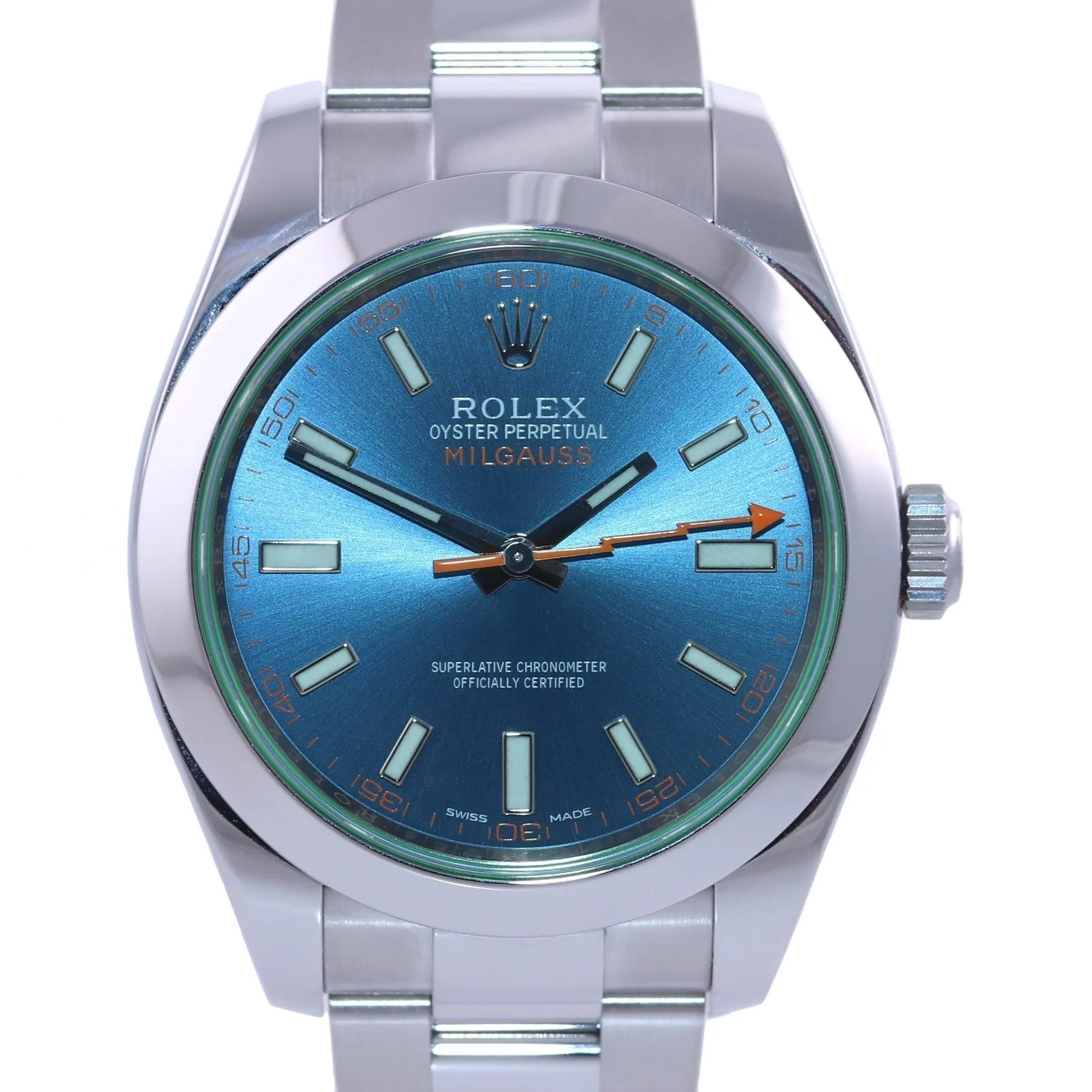 Rolex Milgauss Blue Anniversary Green 116400GV Steel 40mm Watch Box