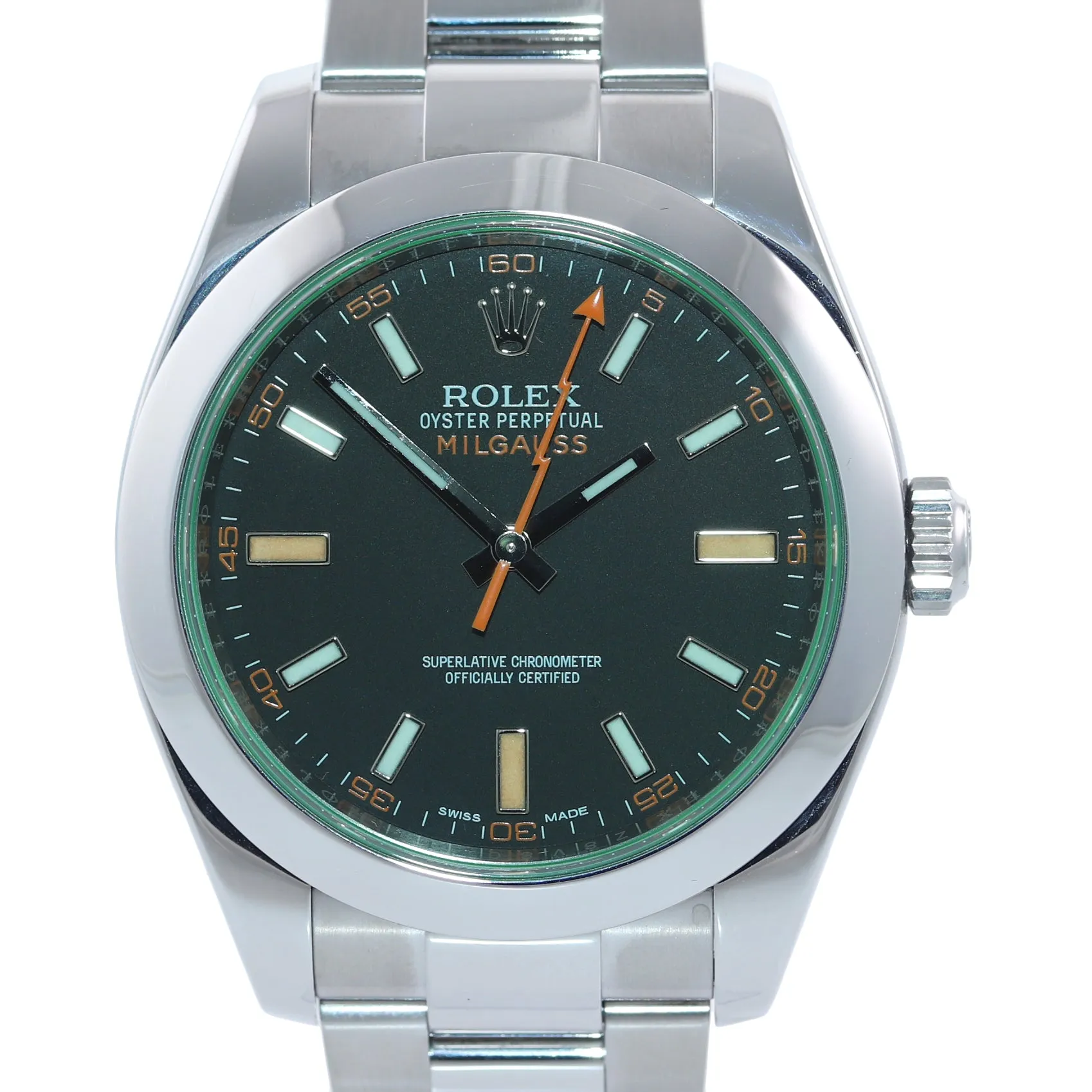 Rolex Milgauss Green Anniversary 116400 GV Steel Black Green Watch Box