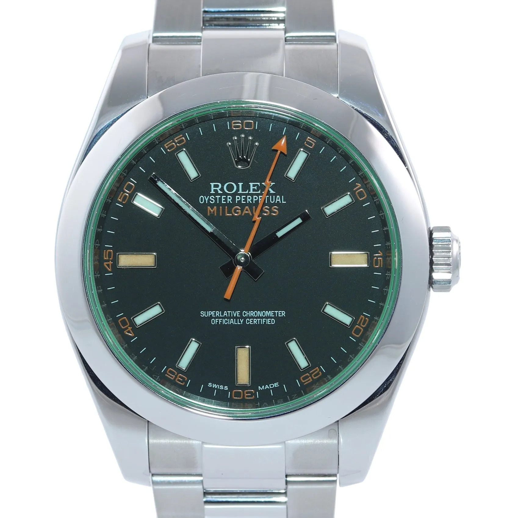 Rolex Milgauss Green Anniversary 116400 GV Steel Black Green Watch Box