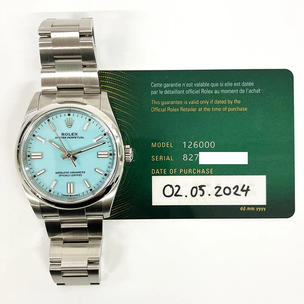 Rolex Oyster Perpetual 126000 Turquoise Dial May 2024