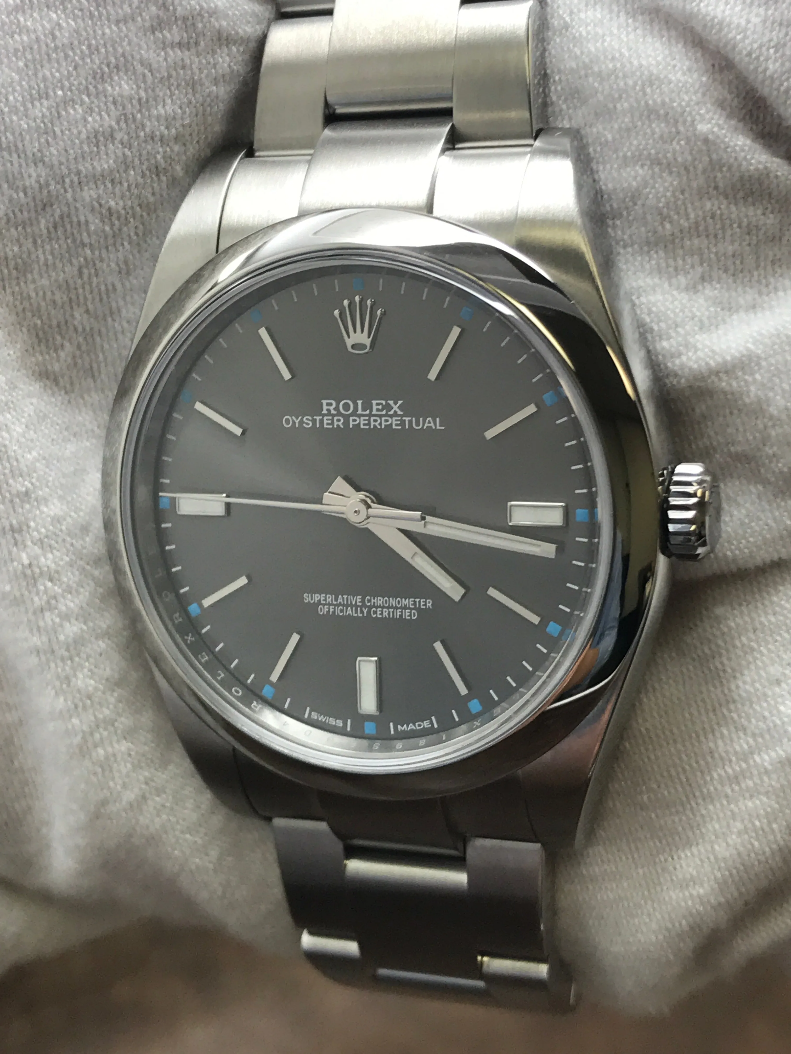 Rolex Oyster Perpetual 39mm 114300 Dark Rhodium Dial Automatic Watch
