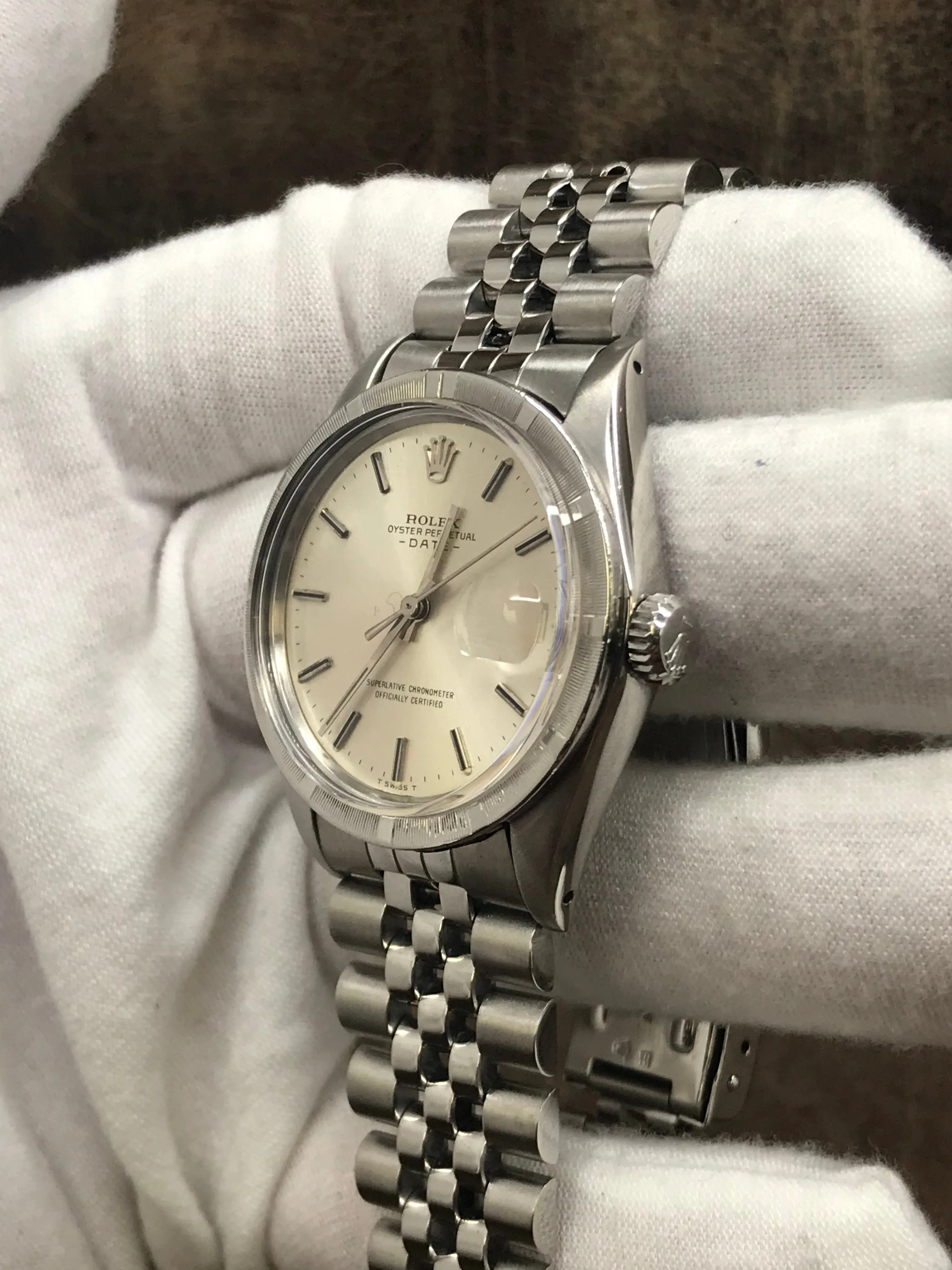 Rolex Oyster Perpetual Date 34mm 1501 Silver Dial Automatic Watch
