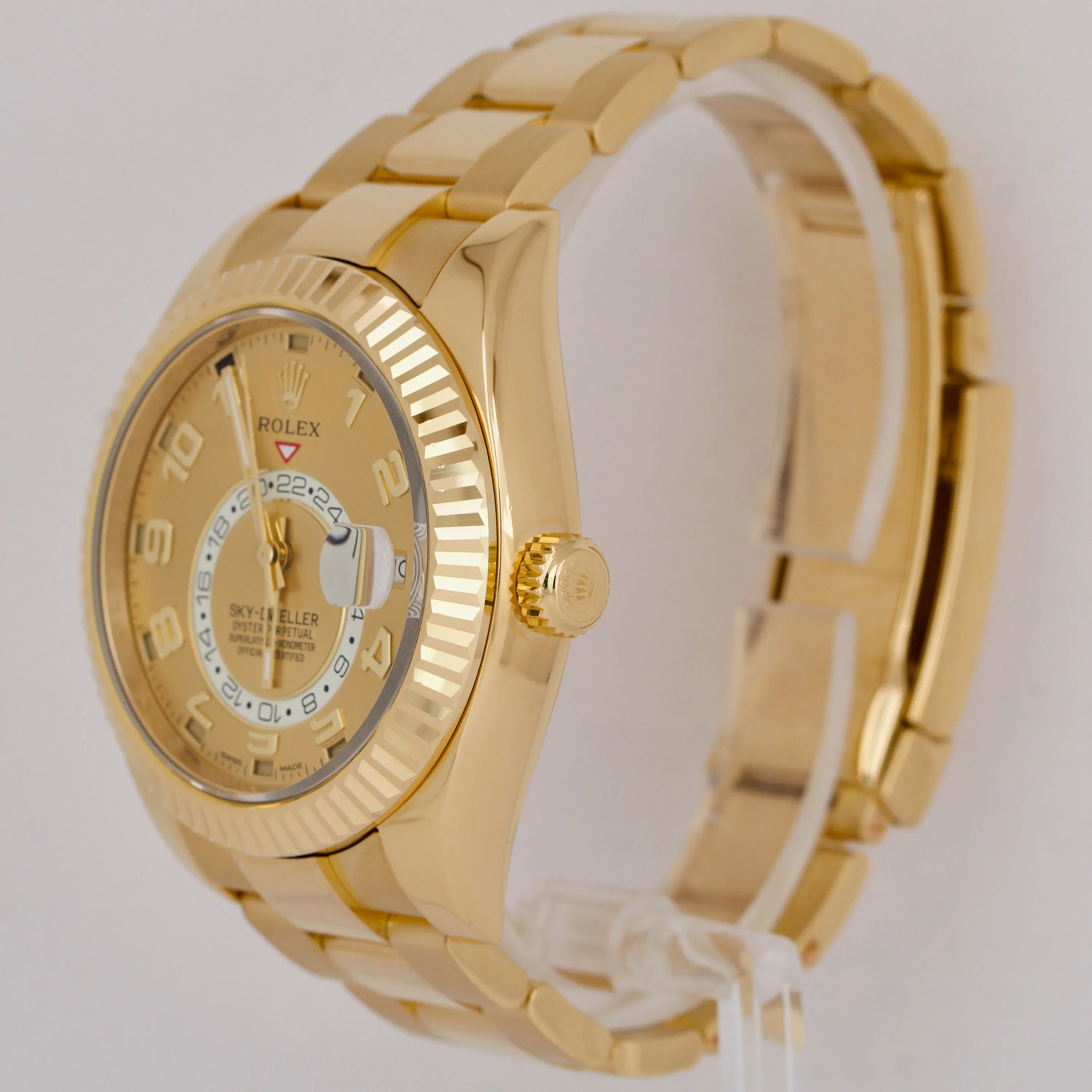 Rolex Sky-Dweller CHAMPAGNE ARABIC 18K Yellow Gold Oyster 42mm Watch 326938 BOX