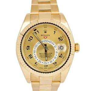 Rolex Sky-Dweller CHAMPAGNE ARABIC 18K Yellow Gold Oyster 42mm Watch 326938 BOX