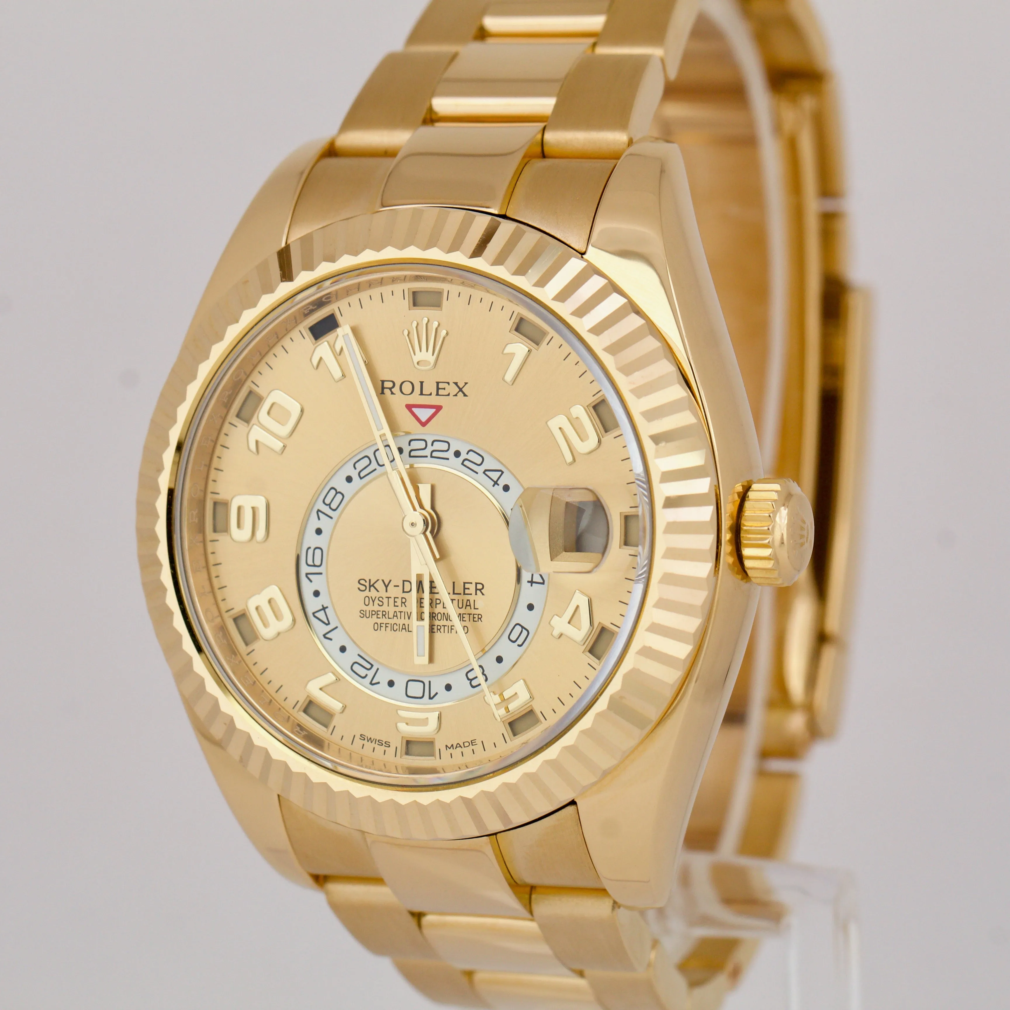 Rolex Sky-Dweller CHAMPAGNE ARABIC 18K Yellow Gold Oyster 42mm Watch 326938 BOX