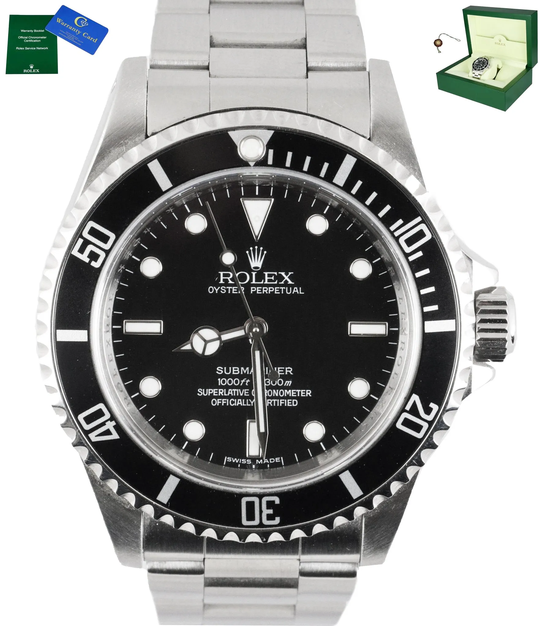 Rolex Submariner 4-Line No-Date 14060 ENGRAVED REHAUT Stainless Steel Z Black