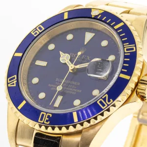 Rolex Submariner Date 40mm Yellow Gold Blue Dial & Blue Bezel 16618