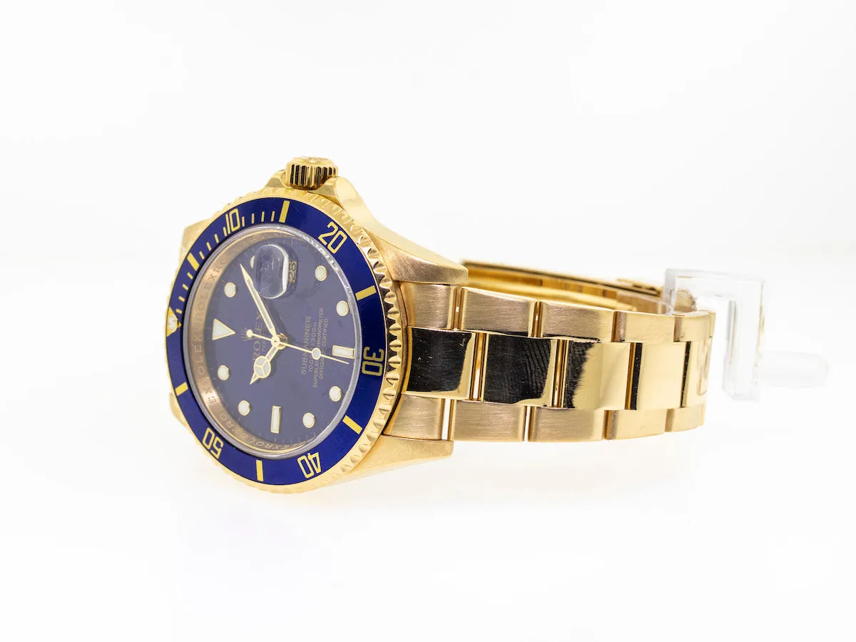 Rolex Submariner Date 40mm Yellow Gold Blue Dial & Blue Bezel 16618