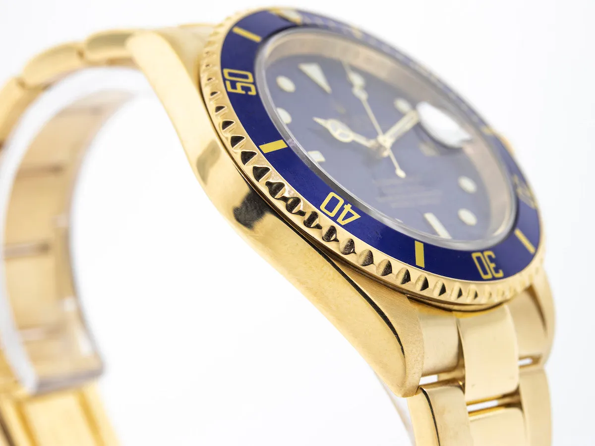 Rolex Submariner Date 40mm Yellow Gold Blue Dial & Blue Bezel 16618
