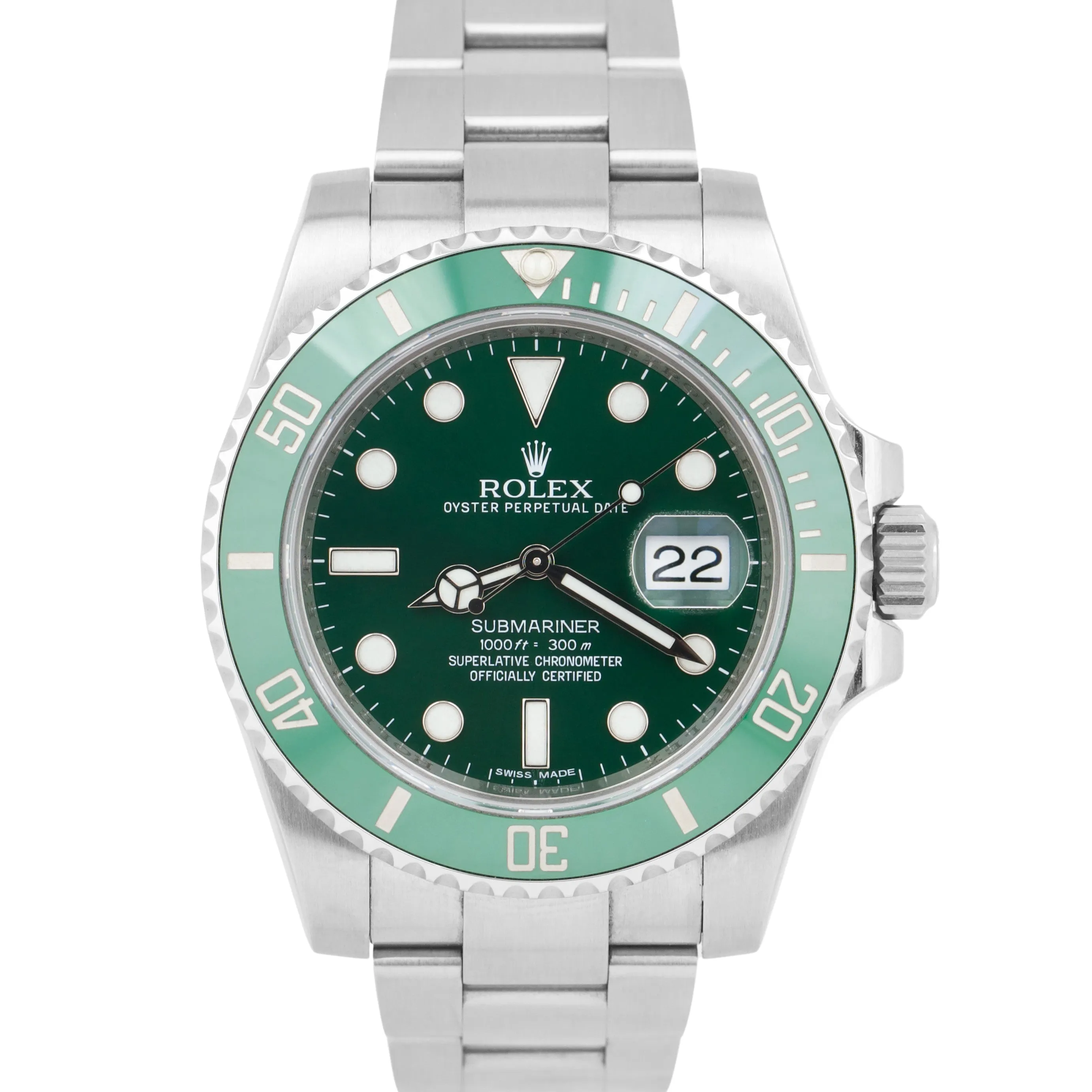 Rolex Submariner Date HULK Stainless Steel Green 40mm 116610 LV Watch CARD B P