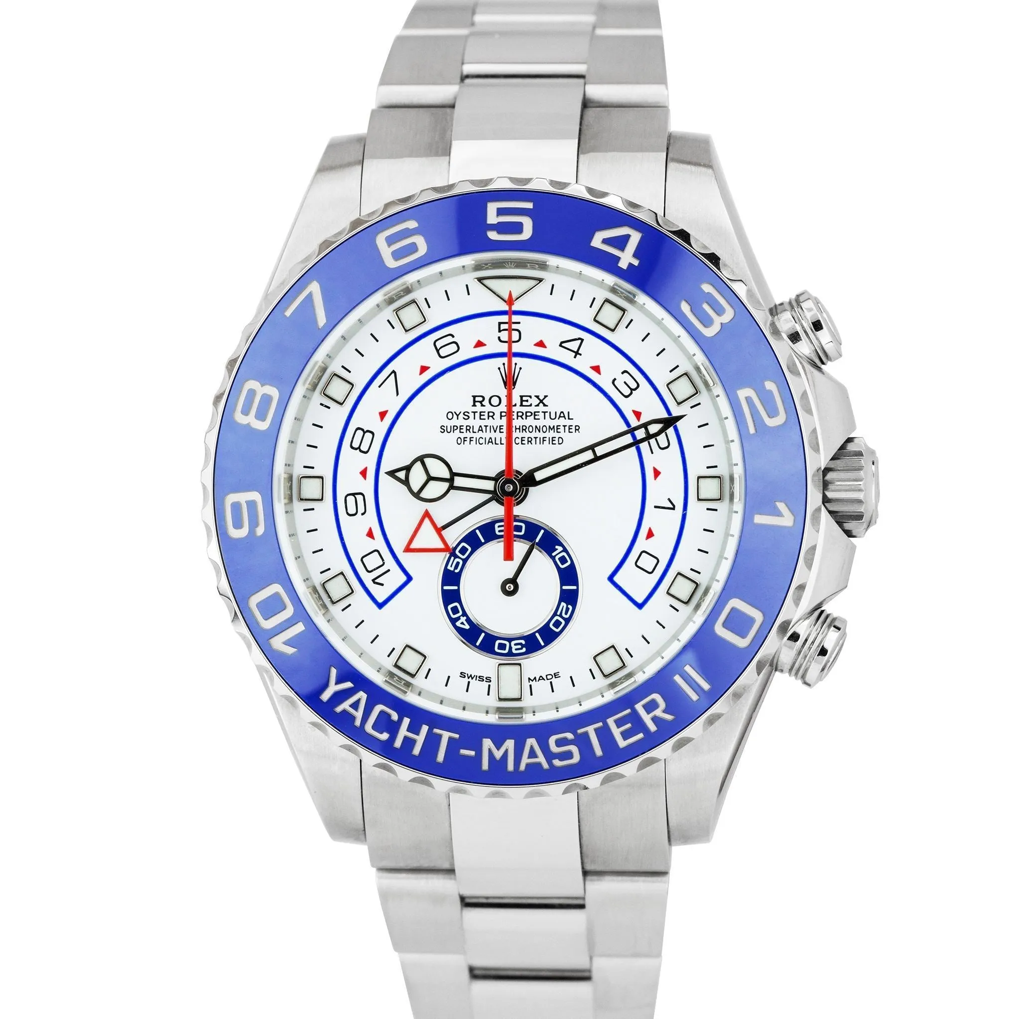 Rolex Yacht-Master II 44mm NEWEST HANDS Stainless White Blue 116680 Watch B P