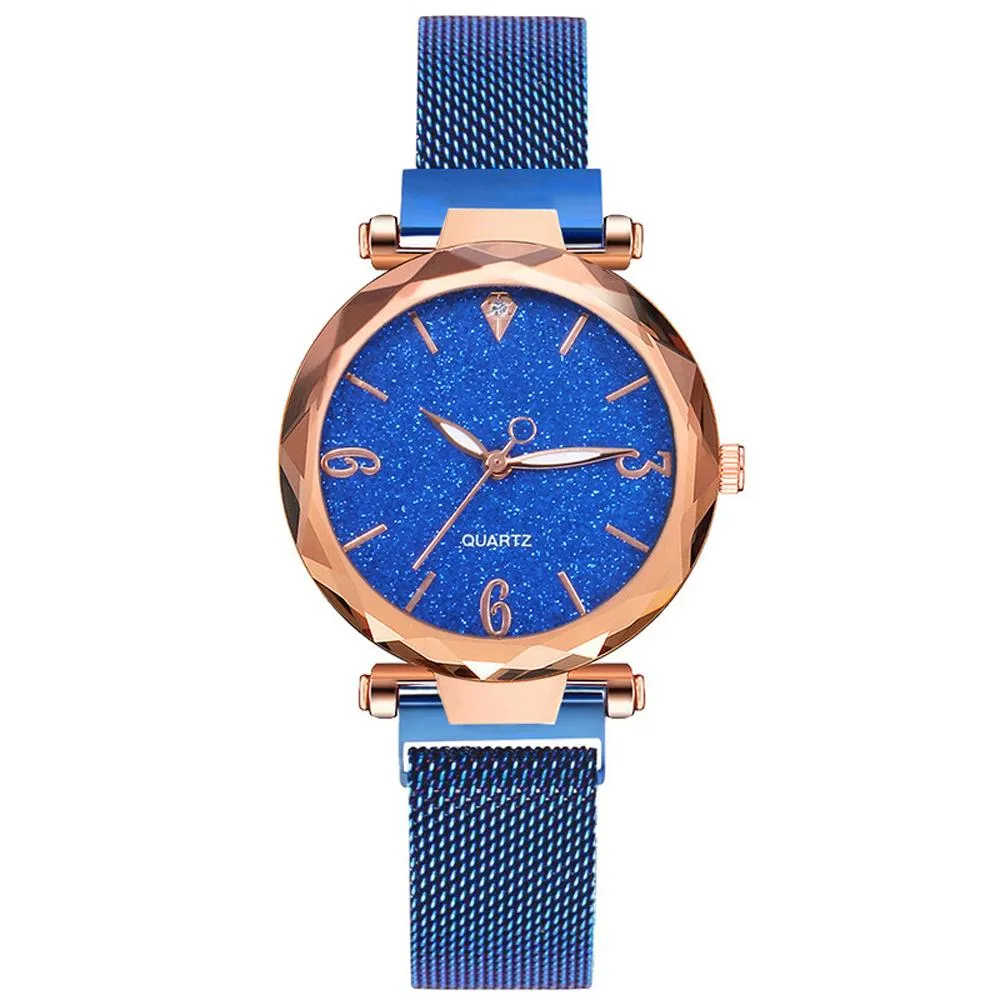 Rose Gold Women Watch 2021 Top Brand Luxury Magnetic Starry Sky Lady Wrist Watch