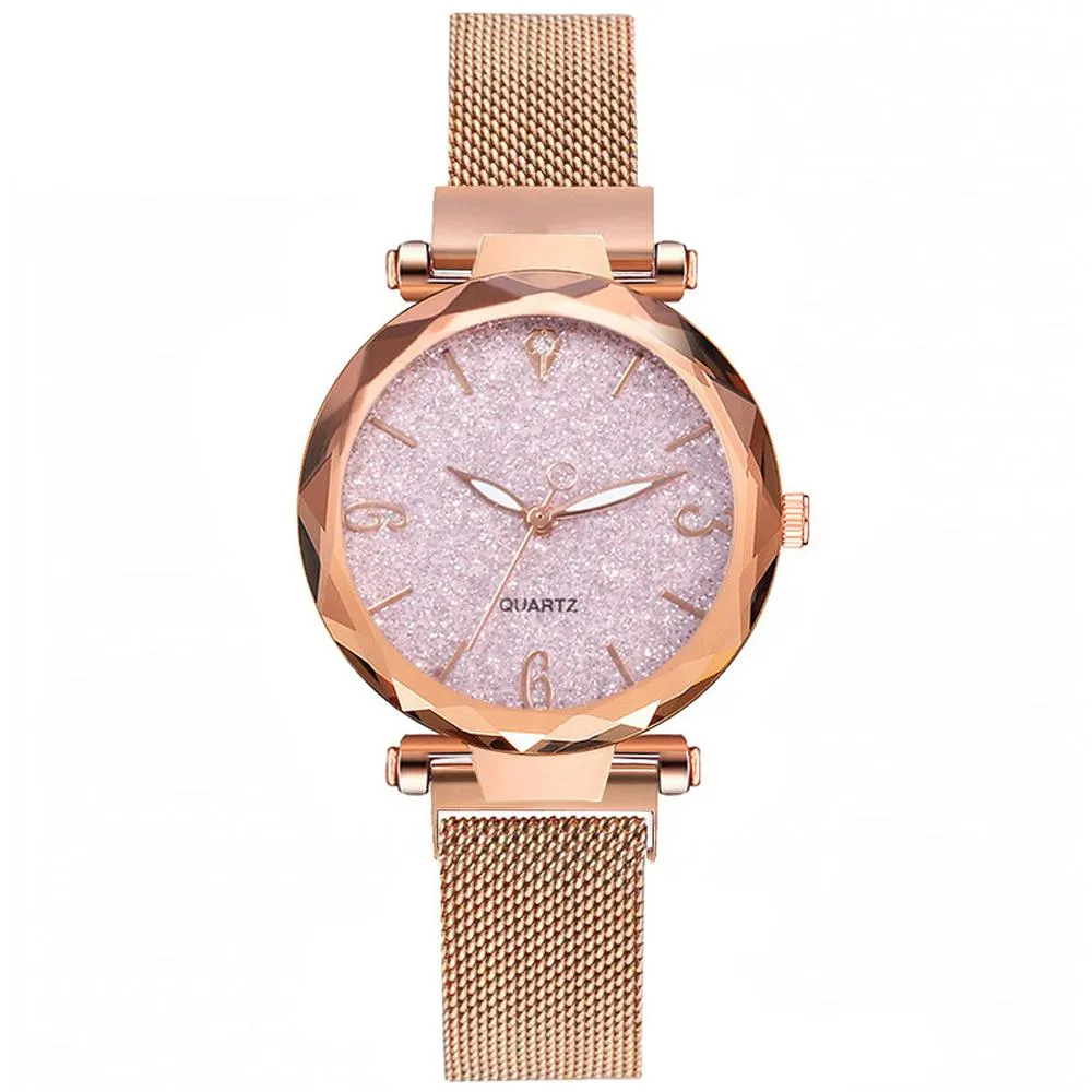 Rose Gold Women Watch 2021 Top Brand Luxury Magnetic Starry Sky Lady Wrist Watch