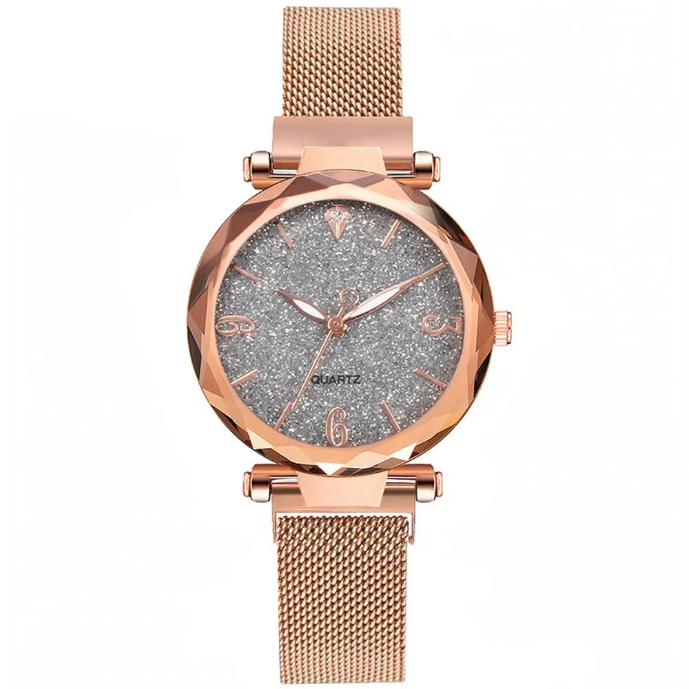 Rose Gold Women Watch 2021 Top Brand Luxury Magnetic Starry Sky Lady Wrist Watch