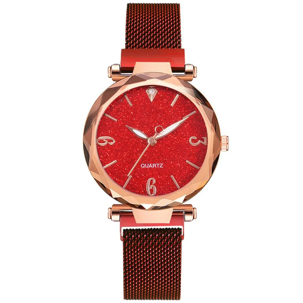 Rose Gold Women Watch 2021 Top Brand Luxury Magnetic Starry Sky Lady Wrist Watch