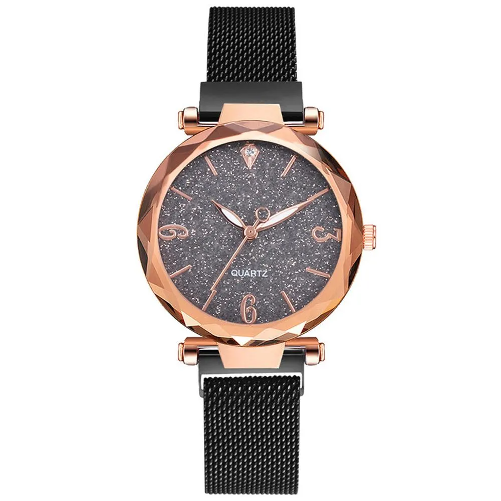 Rose Gold Women Watch 2021 Top Brand Luxury Magnetic Starry Sky Lady Wrist Watch