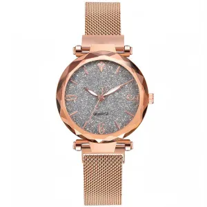 Rose Gold Women Watch 2021 Top Brand Luxury Magnetic Starry Sky Lady Wrist Watch