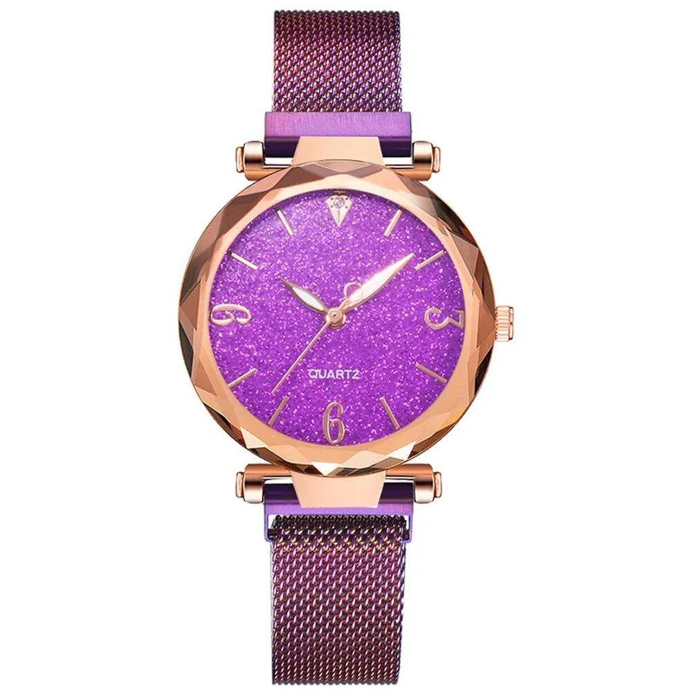 Rose Gold Women Watch 2021 Top Brand Luxury Magnetic Starry Sky Lady Wrist Watch