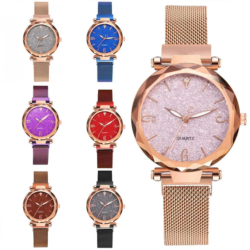 Rose Gold Women Watch 2021 Top Brand Luxury Magnetic Starry Sky Lady Wrist Watch