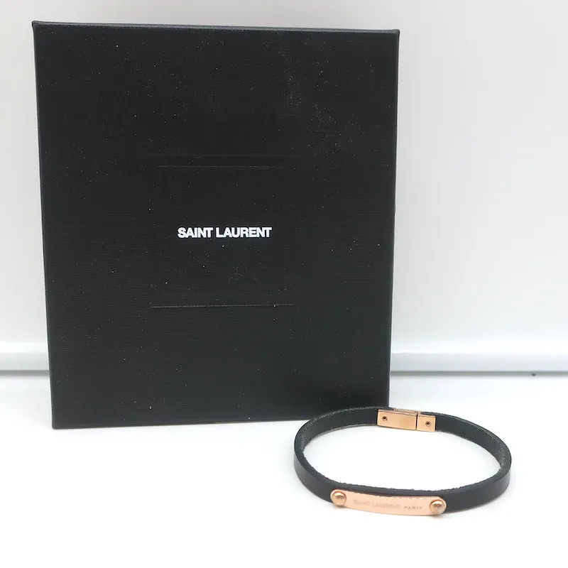 Saint Laurent ID Bracelet Black Leather Size Medium