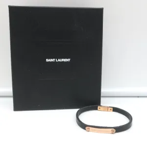 Saint Laurent ID Bracelet Black Leather Size Medium