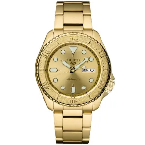 Seiko 5 Sports SRPE74 SRPE74K SRPE74K1 Gold Tone Stainless Steel Watch