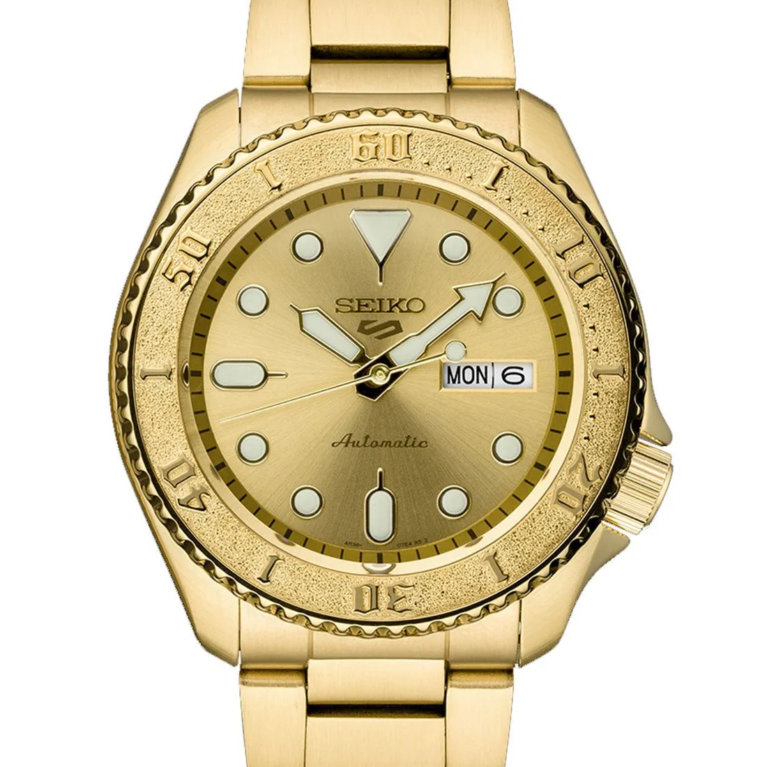 Seiko 5 Sports SRPE74 SRPE74K SRPE74K1 Gold Tone Stainless Steel Watch