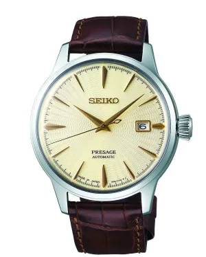 Seiko Presage Automatic "Golden Champagne" Brown Leather Men's Watch SRPC99J1