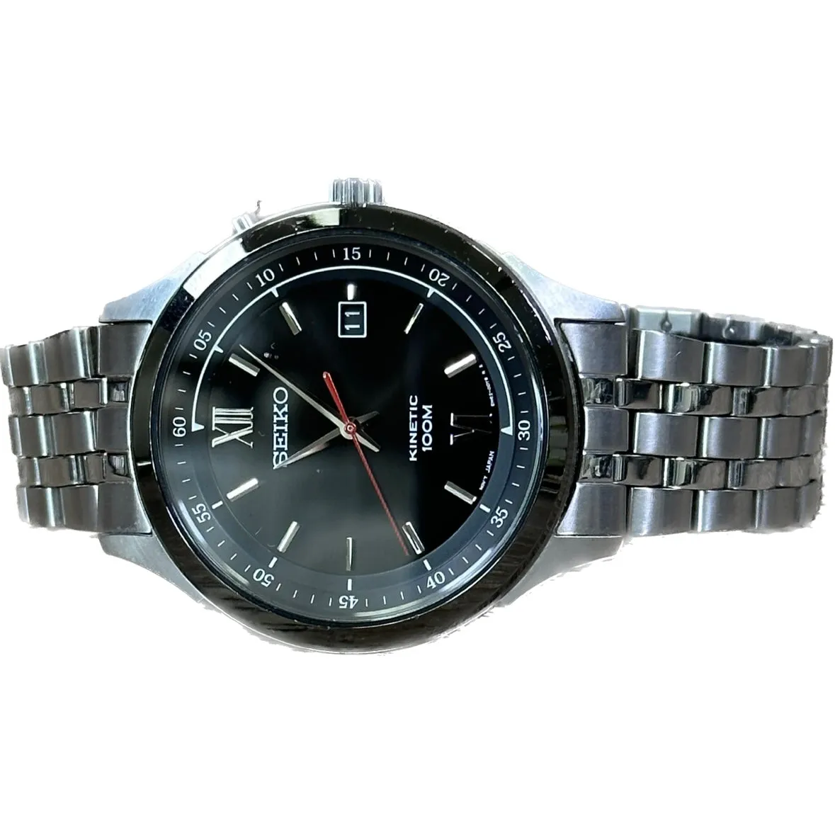 Seiko SKA659 Kinetic Black Dial Stainless Steel Mens Watch