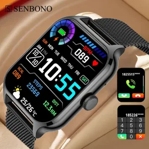SENBONO New Women Smartwatch Bluetooth Call Heart Rate Blood Oxygen Tracker Sport Smart Watch Women Men for IOS Androird Xiaomi