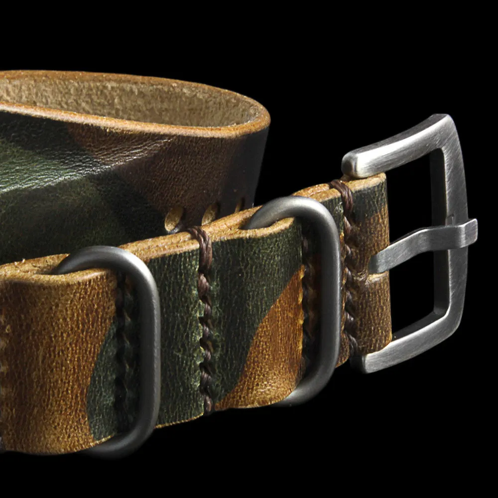 Single Pass Leather Watch Strap, 3-Ring Military 101 Style II