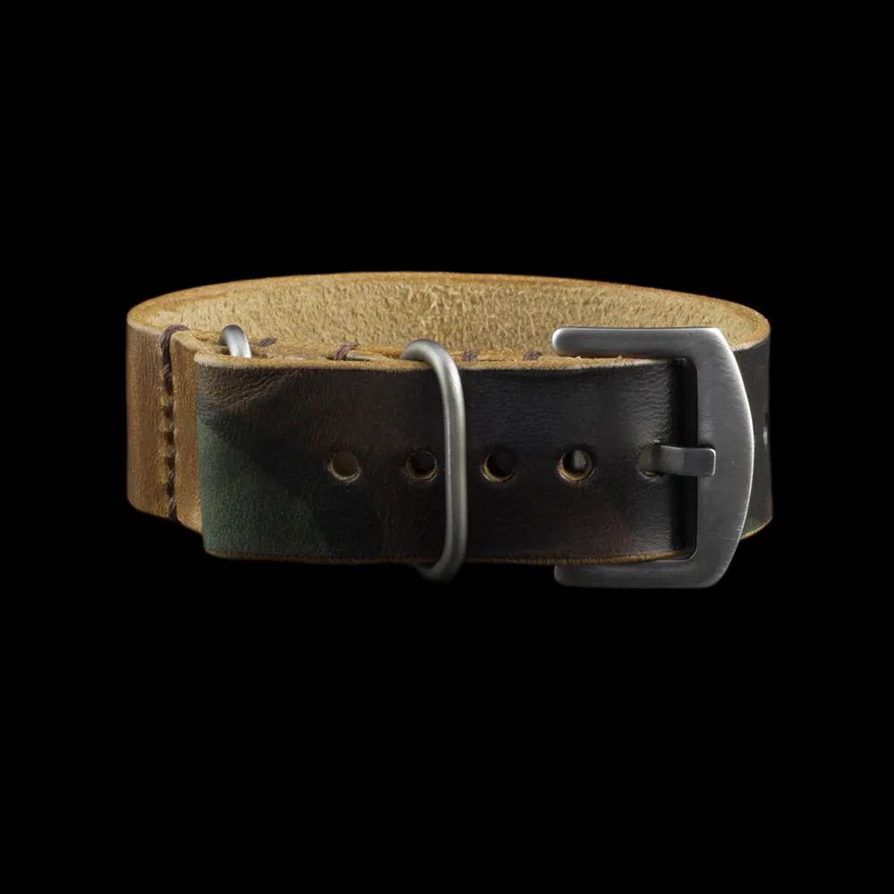 Single Pass Leather Watch Strap, 3-Ring Military 101 Style II