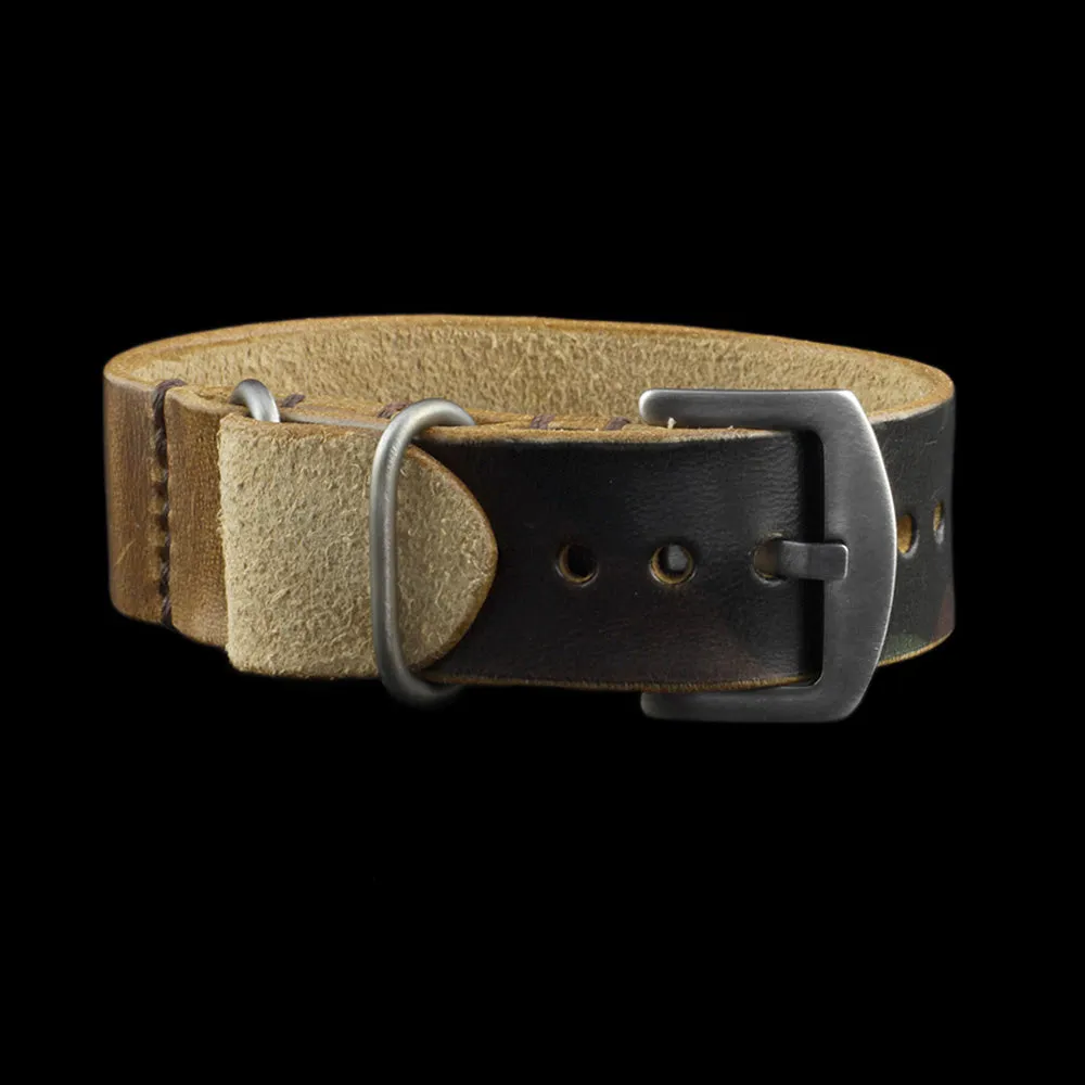 Single Pass Leather Watch Strap, 3-Ring Military 101 Style II