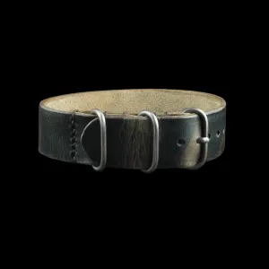 Single Pass Leather Watch Strap, 3-Ring Military 107