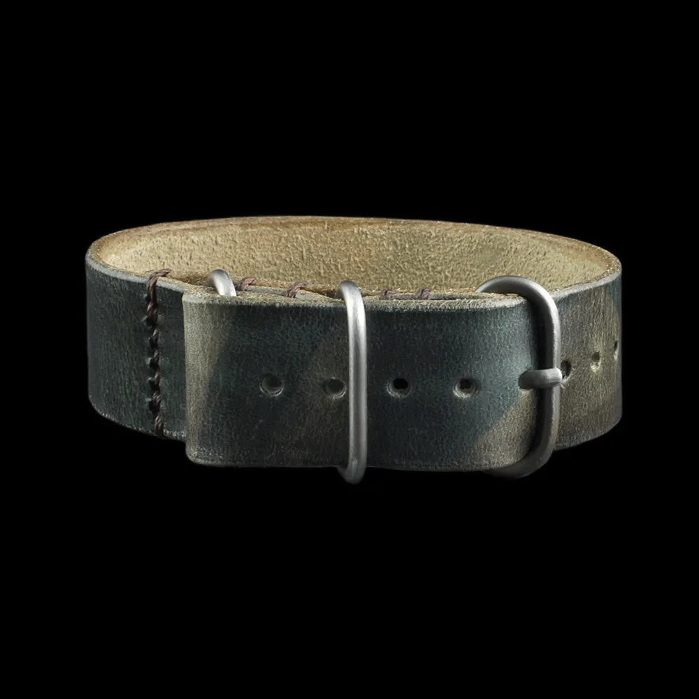 Single Pass Leather Watch Strap, 3-Ring Military 107