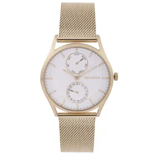 Skagen Holst Gold Mesh Bracelet White Dial Quartz Watch for Gents - SKW6173