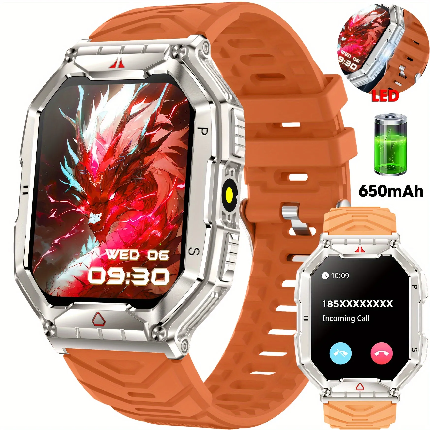 Smart Watch, Battery Life, Ultra-clear Large-screen Magnetic Charging, Hundreds Of Sports Modes, With Flashlight, Wireless Calls, Built-in Altitude Compass, For Men And Women -FS