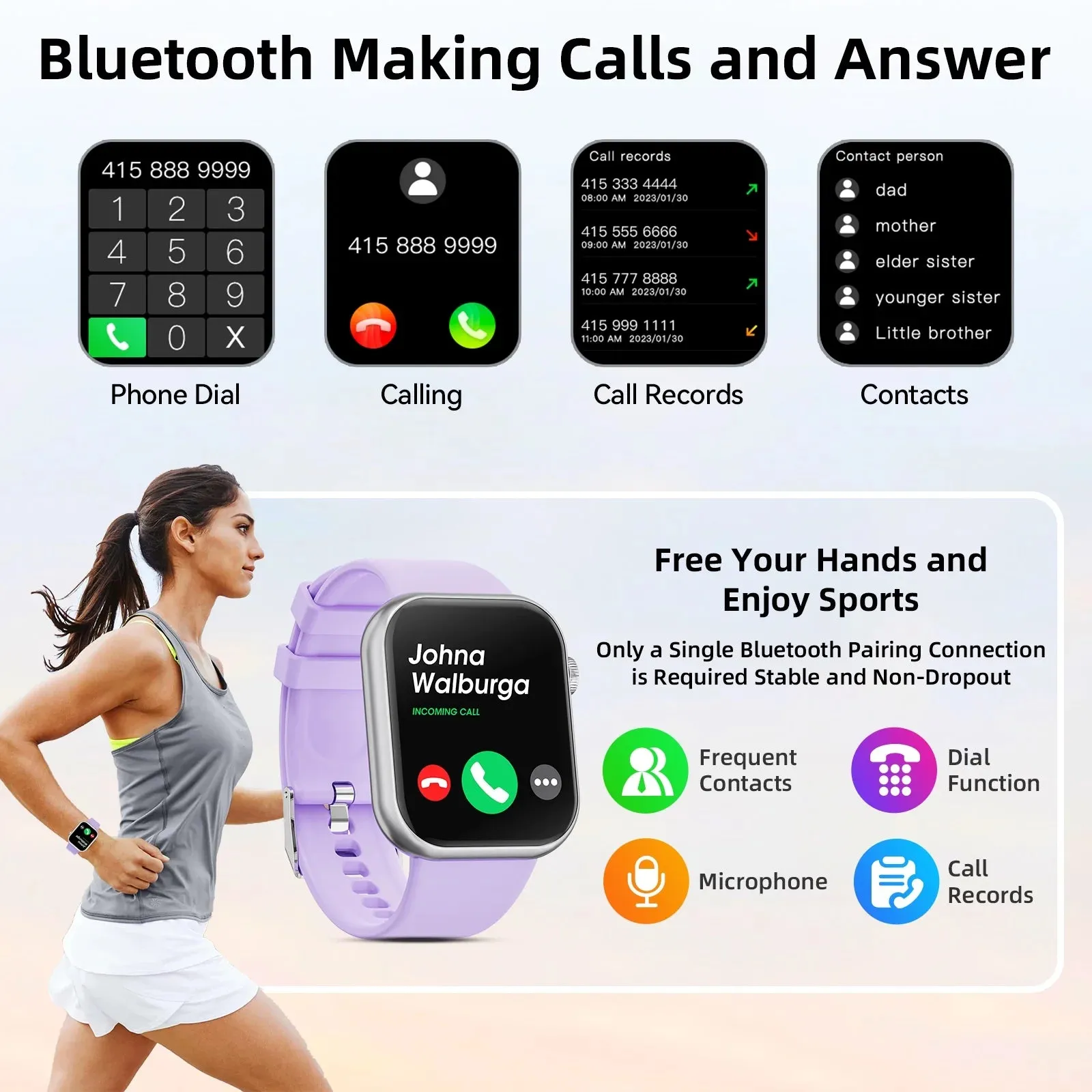 Smart Watch Women for Android Iphone with Fitness Tracker Calls Rate Monitor IP67 Waterproof