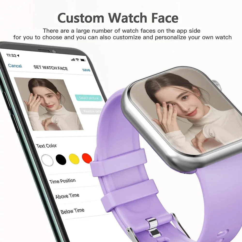 Smart Watch Women for Android Iphone with Fitness Tracker Calls Rate Monitor IP67 Waterproof