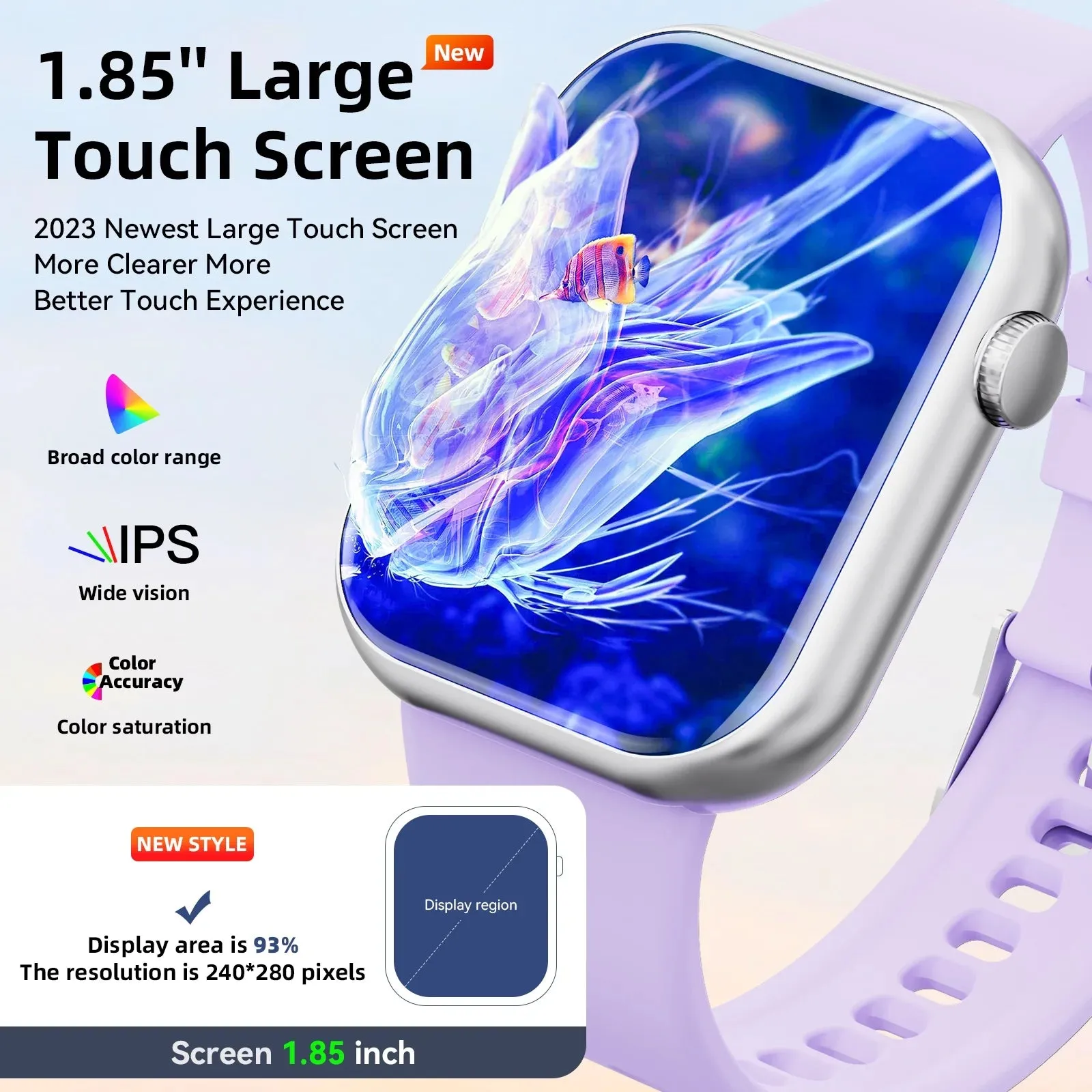 Smart Watch Women for Android Iphone with Fitness Tracker Calls Rate Monitor IP67 Waterproof