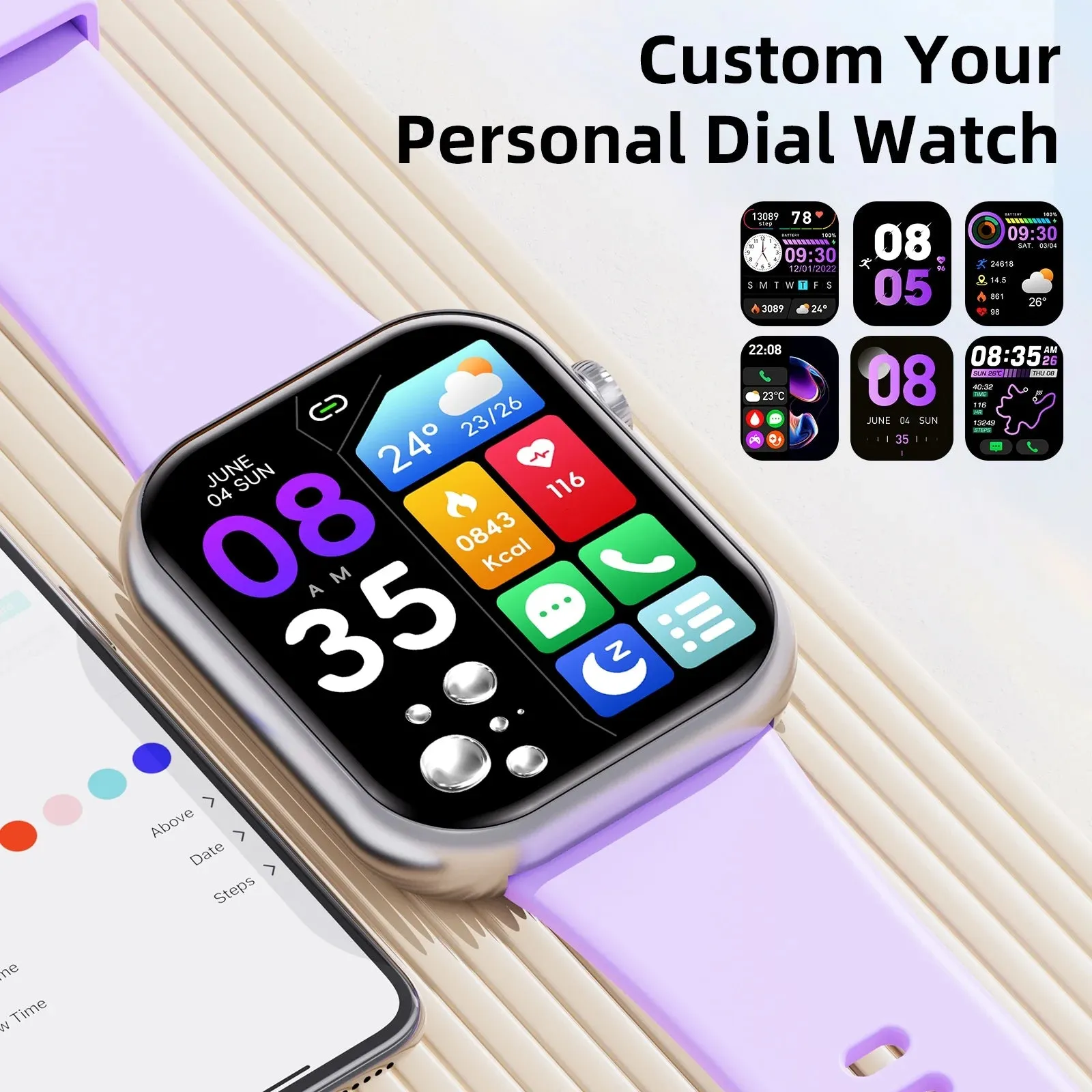 Smart Watch Women for Android Iphone with Fitness Tracker Calls Rate Monitor IP67 Waterproof