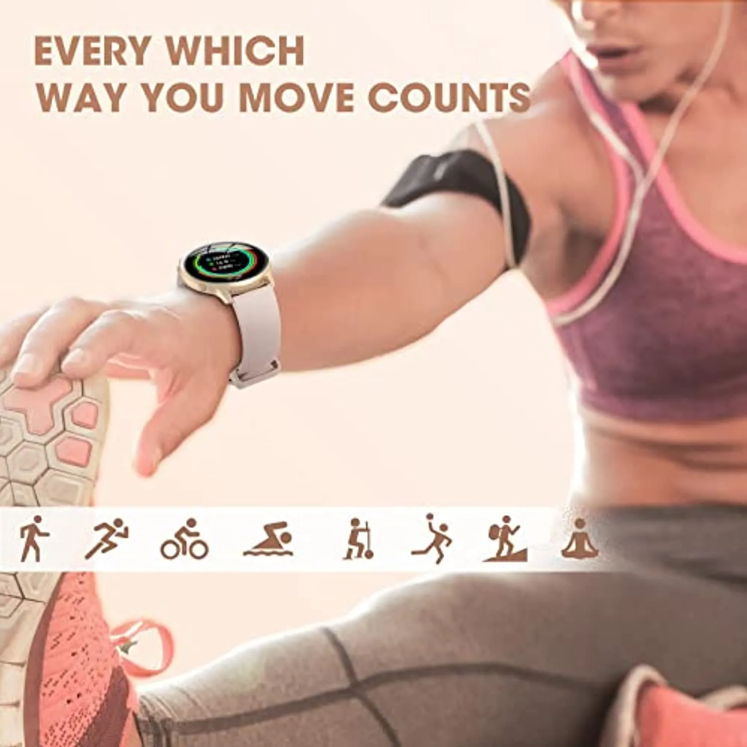 Smart Watches for Women, 2022 HD LCD Smart Watch for Android Phones and iPhone Compatible, 3ATM Waterproof Fitness Tracker with Heart Rate, Blood Oxygen, Sleep Monitor, Pedometer, Watch Pink